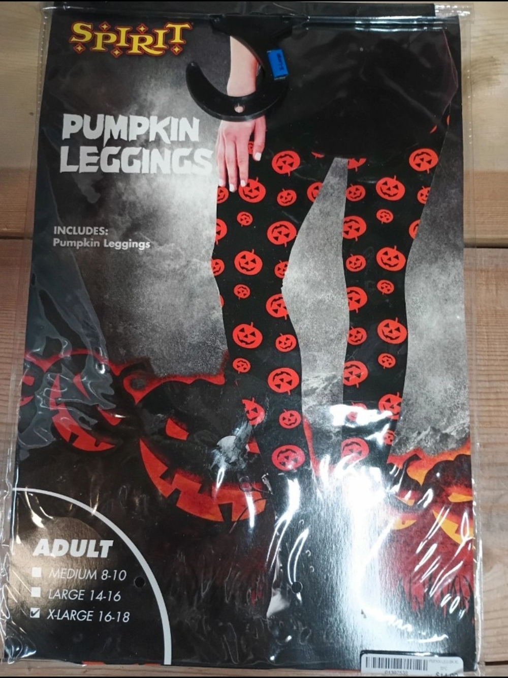 Spirit Pumpkin Leggings - Black and Orange Jack-O'-Lanterns XL